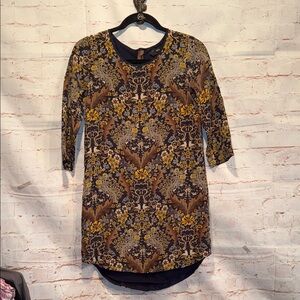 Club Monaco silk dress Women 3/4 Sleeve Floral Navy Size 0 lined zipper back